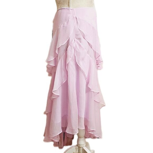 NWT Loveshackfancy Dasher Skirt Soft Iris Pink Ruffle Asymmetric $475 Sz 6 - Picture 3 of 11